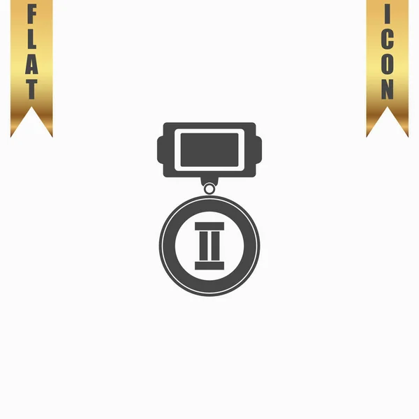 Icono plano de medalla 2 lugares — Vector de stock