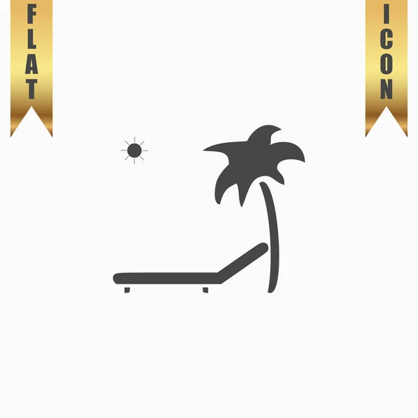Playa del complejo tropical. Silla Sunbed - Vector icono aislado — Vector de stock
