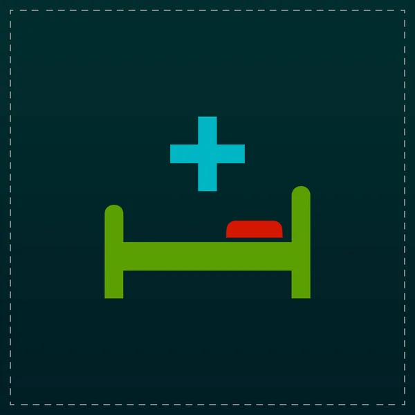 Cama de hospital y cruz, icono de vector — Vector de stock