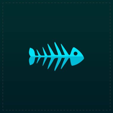 Balık iskelet düz simgesi