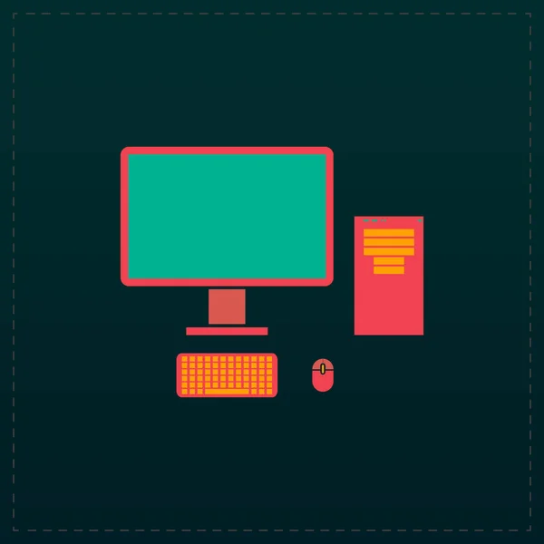 Computerkoffer mit Monitor, Tastatur und Maus, Vektorsymbol. — Stockvektor
