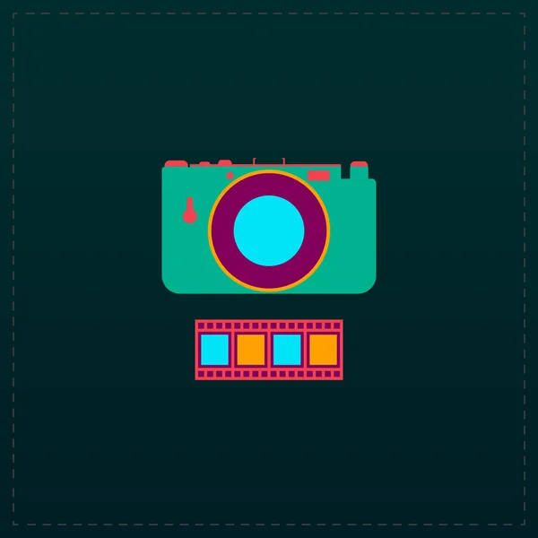 Cámara fotográfica e icono de película — Vector de stock