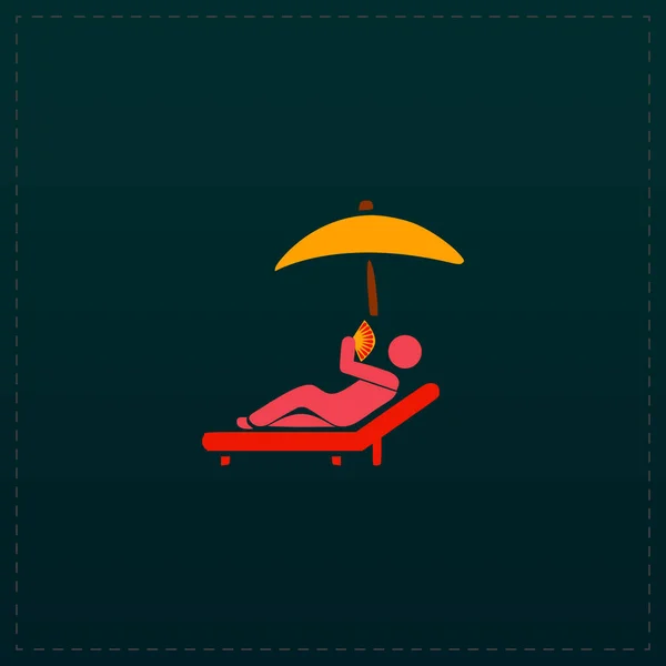 Relajarse bajo un paraguas en una tumbona — Vector de stock