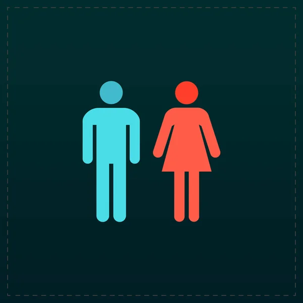 Ícones de homem e mulher, sinal de vaso sanitário, ícone de banheiro — Vetor de Stock