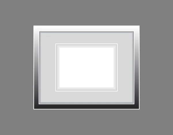 Realistic empty steel horizontal picture frame isolated on white background. — Stock vektor