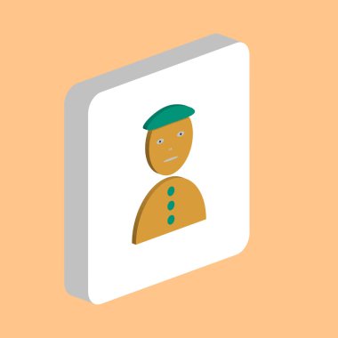 Mutlu Palyaço Soytarısı Basit vektör simgesi. Web mobil UI ögesi için resimleme sembolü tasarım şablonu. 3D beyaz kare Mutlu Palyaço Soytarı ikonlarında iş projesi için mükemmel renk izometrik resim grafiği