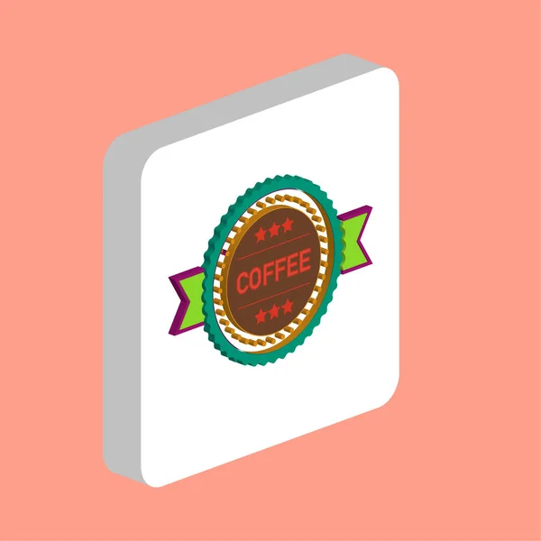 咖啡标签简单矢量图标 Web移动Ui元素的说明性符号设计模板 3D白色正方形上完美的等色象形文字 商业项目的咖啡标签图标 — 图库矢量图片