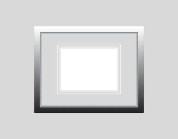 Realistic Empty Modern Steel Horizontal Picture Frame Isolated Grey Background — Stock Vector