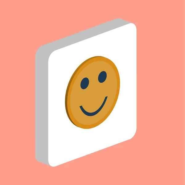 幸せな顔 笑顔シンプルなベクトルアイコン WebモバイルUi要素用のイラスト記号デザインテンプレート 完璧な色のアイソメトリックピクトグラム上の3D白い正方形 ビジネスプロジェクトのための幸せな顔 笑顔のアイコン — ストックベクタ
