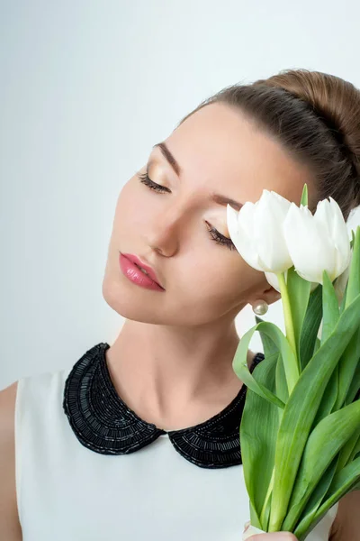 Ritratto Bella Sposa Trucco Nuziale Decorazione Nozze — Foto Stock