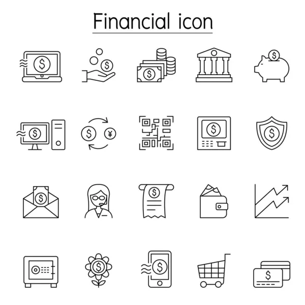 Финансовая и банковская иконка в стиле "тонкой линии" — стоковое фото