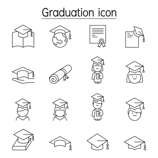 Icône de graduation dans un style de ligne mince — Image vectorielle