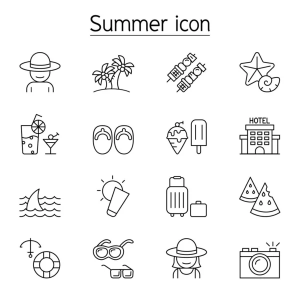 Icono de verano en estilo de línea delgada — Vector de stock