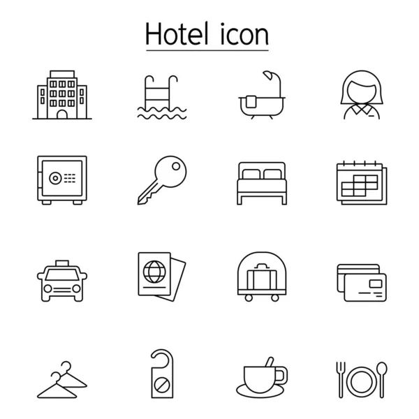 Hotel ikona zestaw w cienkiej linii stylu wektor ilustracja grafika de — Wektor stockowy