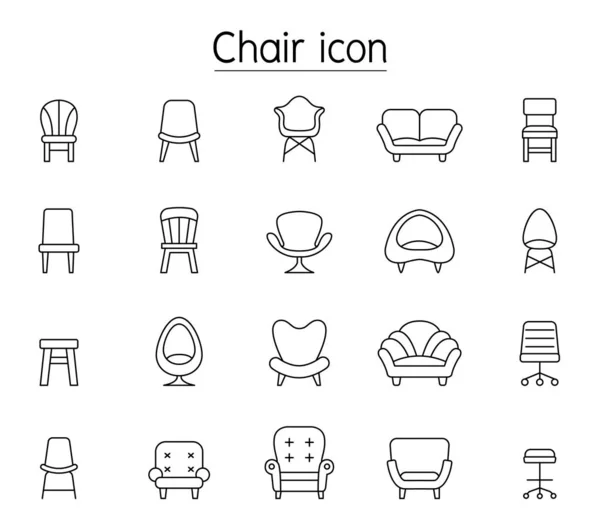 Icono de silla vista frontal engastado en estilo de línea delgada — Vector de stock