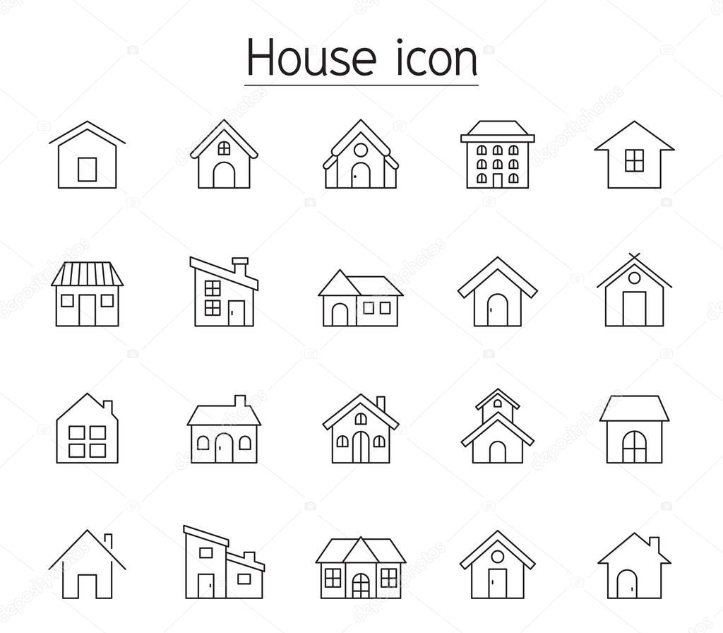 House icon set in thin line style