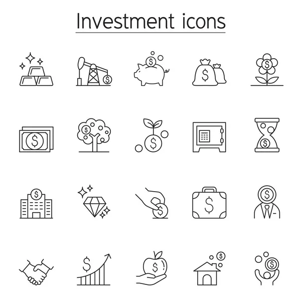 Icono de inversión en estilo de línea delgada — Vector de stock