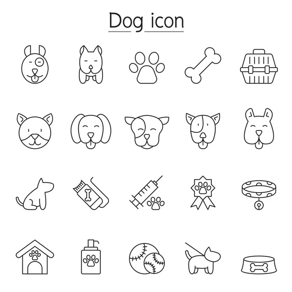 İnce çizgi stilinde köpek Icon set