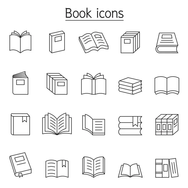 Zestaw ikon książki w stylu cienkich linii — Wektor stockowy