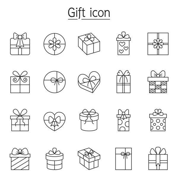 Hediye, hediye, kutu simgesi ince çizgi biçiminde ayarlandı