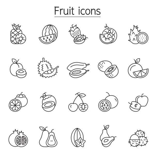 Icono de fruta en estilo de línea delgada — Vector de stock