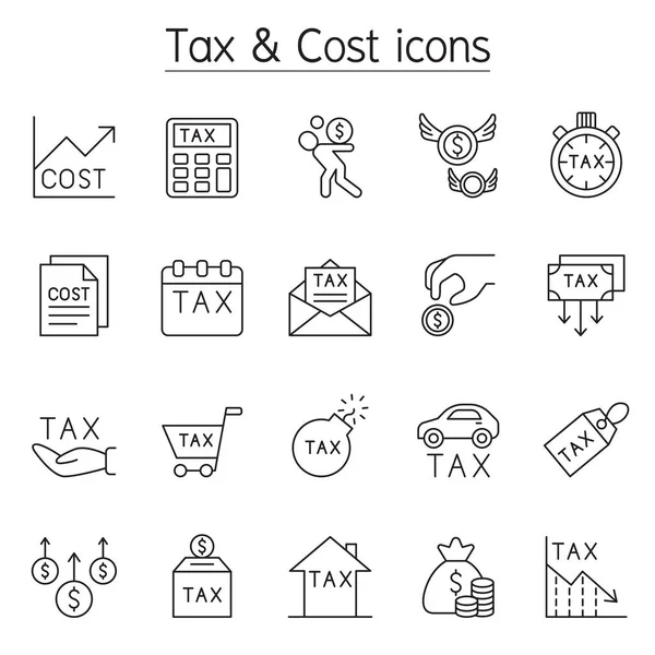 Icône Tax & Cost dans un style de ligne mince — Image vectorielle