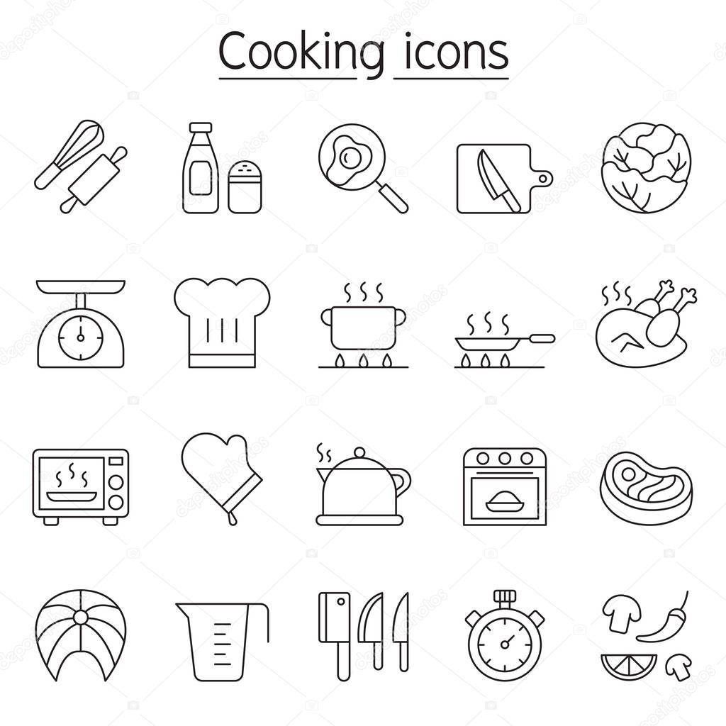 Cooking icon set in thin line style