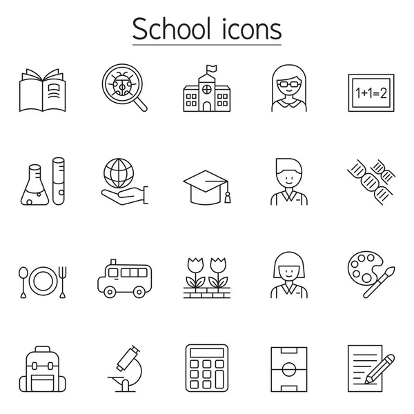 Okul & Eğitim simgeleri ince çizgi biçiminde ayarlandı