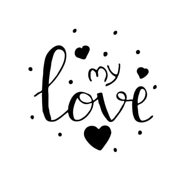 Ručně Kreslený Text Láska Romantickému Designu Valentýna Nebo Přání Pozdravu — Stockový vektor