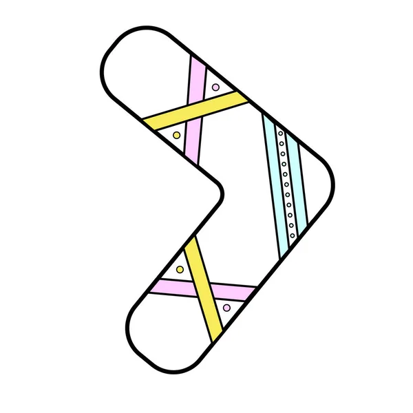 Bumerang Karikatur Auf Weißem Hintergrund Einfaches Vektorsymbol Mit Farblinien — Stockvektor