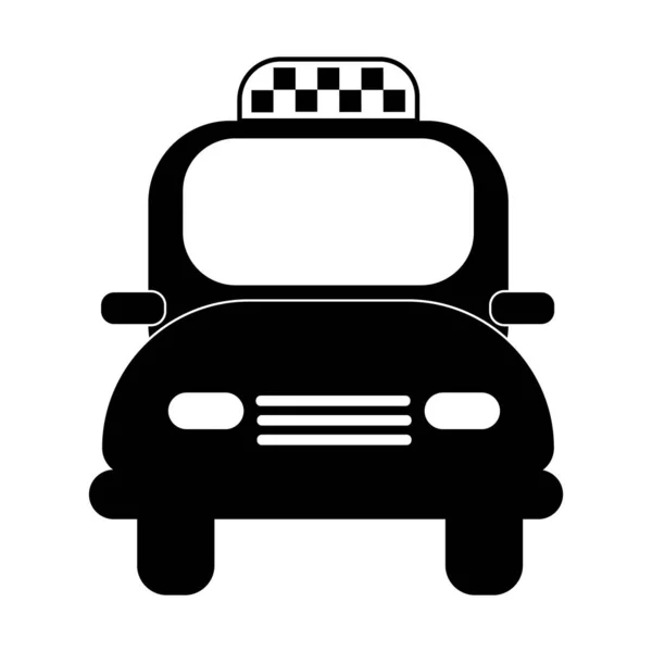 Taxi Auto Černá Ikona Vektorové Ilustrace Ročník Retro Roztomilý Jednoduchý — Stockový vektor