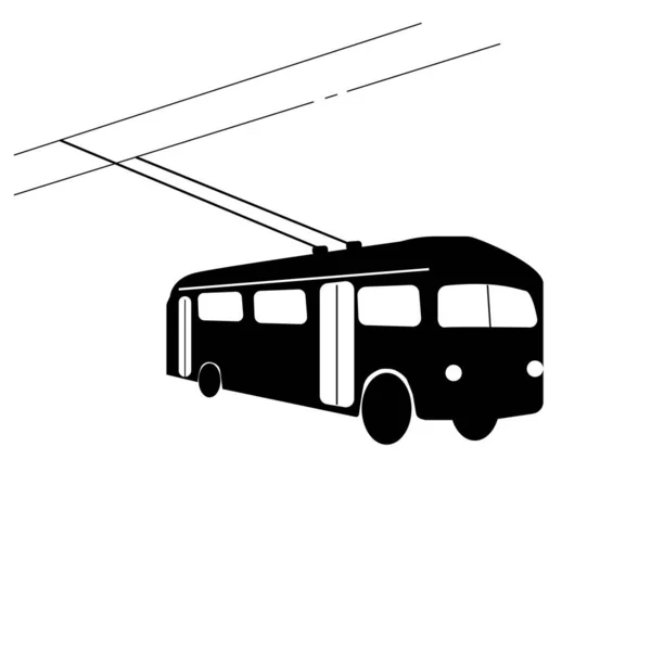 Retro Trolleybus Siyah Çizgi Simgesi — Stok Vektör