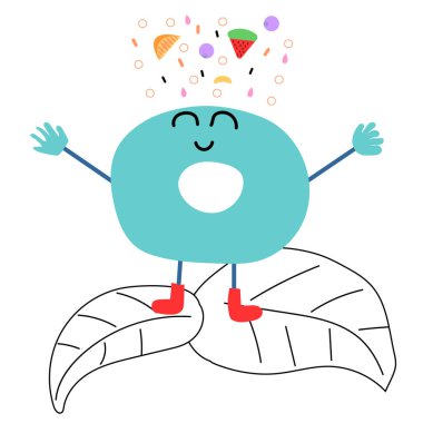 Şirin donut düz vektör çizimi.