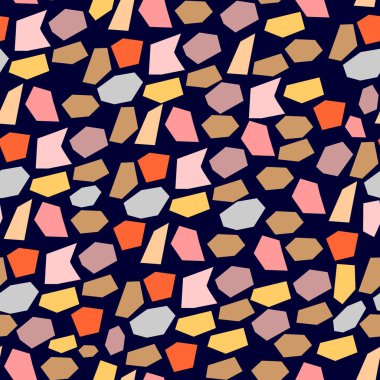Koyu mavi arkaplanda terrazzo desenli vektör çizimi.