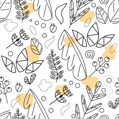 Kusursuz desen siyah çizgi beyaz arkaplan vektör illüstrasyonunda bırakır.