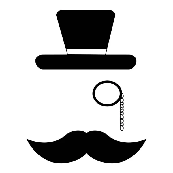 Heren Zetten Zwart Witte Vector Illustratie Retro Vintage Stijl Monocle — Stockvector