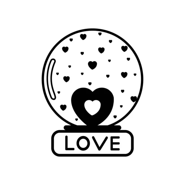 黑色的雪球图标 用许多小小的心和爱这个词组成的爱的球 情人节 婚庆设计和其他活动的病媒图解 — 图库矢量图片