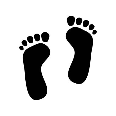 Siyah insan ayak izi ikonu. Vektör illüstrasyonu.