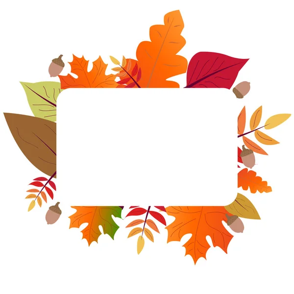 Beauty Autumn Leaves Frame Your Text Vector Illustration Greeting Informational — Stock Vector