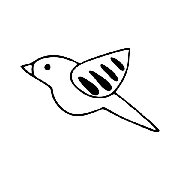 Hand drawn flying little bird. Doodle. Vector illustration for spring design.