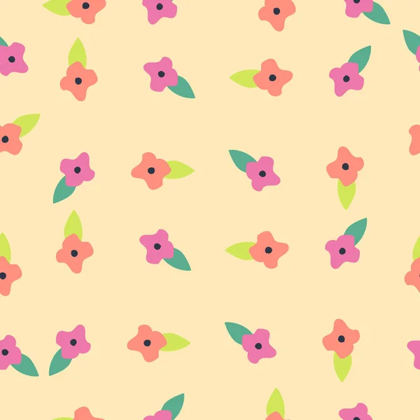 Hand Drawn Seamless Pattern Little Flowers Flat Vector Illustration Textile — Stock Vector