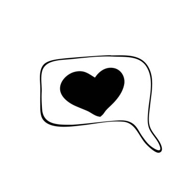 Kalp çizimi vektör illüstrasyonlu el çizimi konuşma. Beyaz bir arkaplanda izole edilmiş ikon, sevgililer günü konsepti sembolü. Aşk gibi..