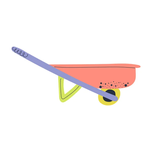 Hand Drawn Wheelbarrow Gardening Farm Design Flat Vector Illustration — Stock Vector