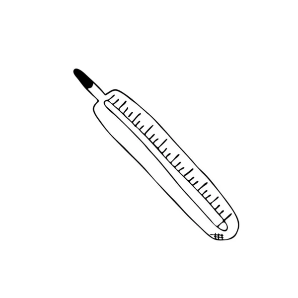 Handgezeichnetes Thermometer Medizinisches Design Skizzenelement Vektorillustration — Stockvektor