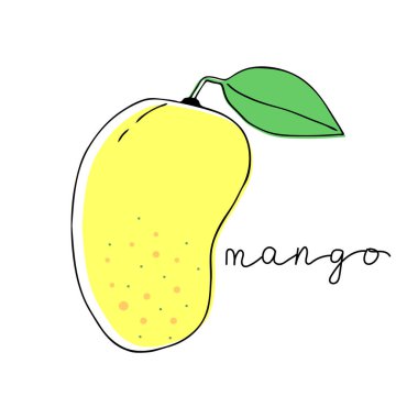 El yapımı renkli mango. Tasarım için vektör illüstrasyonu.