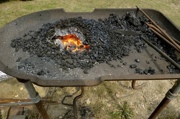 Coals in a blacksmith forge — Stock Photo, Image