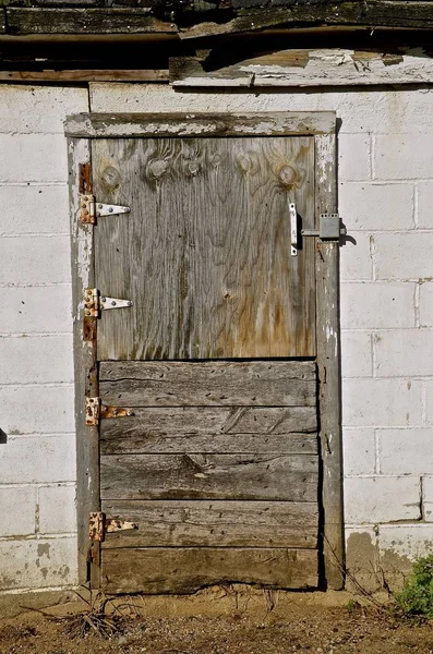 Rickety old weathered wood door — Stock Photo, Image