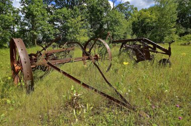 Birkaç eski yan teslim tırmıklar