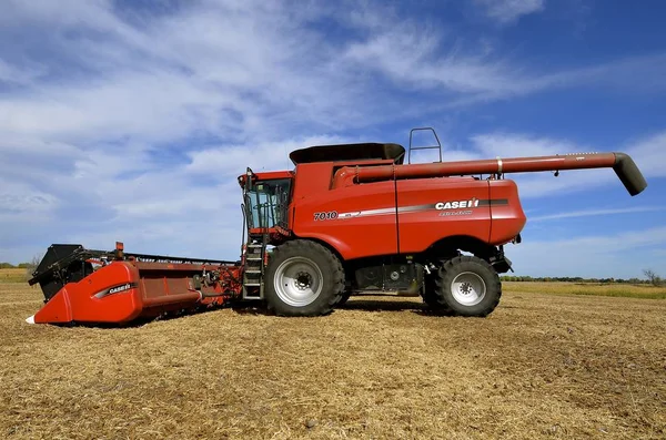Case IH sel propelled combine in soybean field — Stock Photo, Image