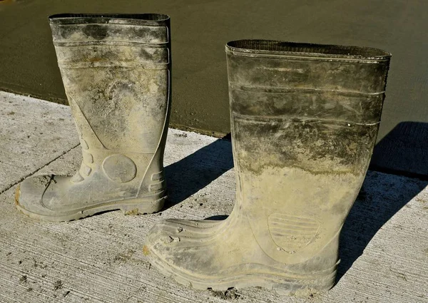Par de botas de trabalho de construção — Fotografia de Stock